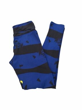LuLaRoe OS Royal Blue and Black Striped‎ Bat Print Leggings